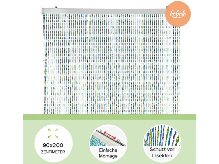 Kobolo Türvorhang Perlenvorhang Dekovorhang RAINBOW 90x200 cm