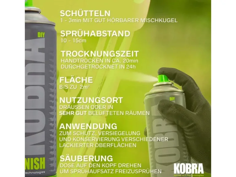 Kobra DIY Klarlack Spray 400ml Universal Acryl Klarlack Transparent Glänzend