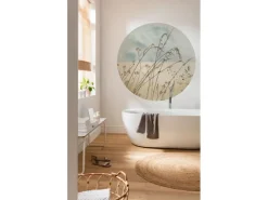 Komar Selbstklebende Runde Tapete Gazon Beige und Blau Ø 125 cm 611169