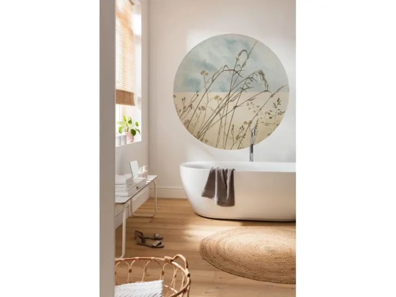 Komar Selbstklebende Runde Tapete Gazon Beige und Blau Ø 125 cm 611169