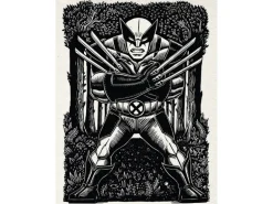 Komar Wandbild Marvel Wolverine Lino-Cut 30 cm x 40 cm Schwarz-Weiß
