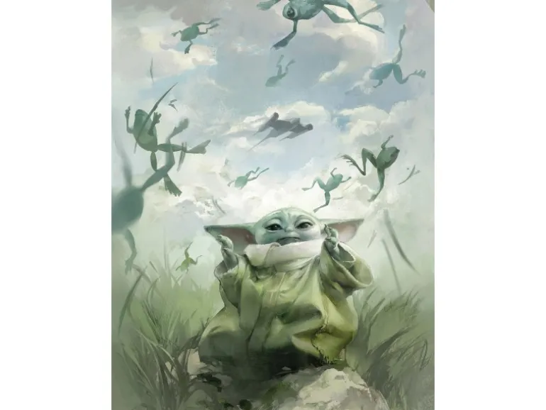 Komar Wandbild Star Wars The Mandalorian Grogu Frogs 30 cm x 40 cm Blau