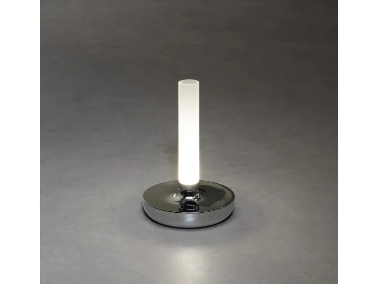 Konstsmide LED-Akku-Vase Biarritz Silber ø 13,5 cm x 20,5 cm