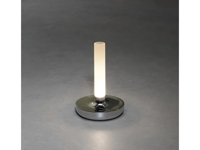Konstsmide LED-Akku-Vase Biarritz Silber ø 13,5 cm x 20,5 cm