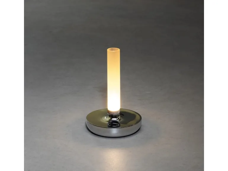 Konstsmide LED-Akku-Vase Biarritz Silber ø 13,5 cm x 20,5 cm