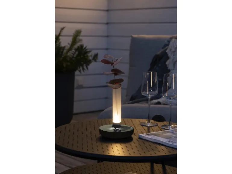 Konstsmide LED-Akku-Vase Biarritz Silber ø 13,5 cm x 20,5 cm