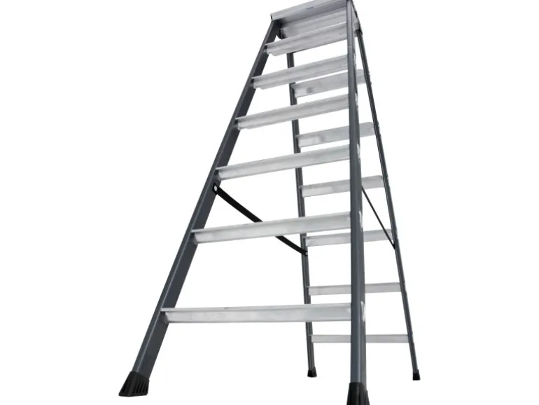 Krause Doppelleiter SePro D 2 x 7 Stufen 150 cm x 53 cm x 136 cm Eloxiert