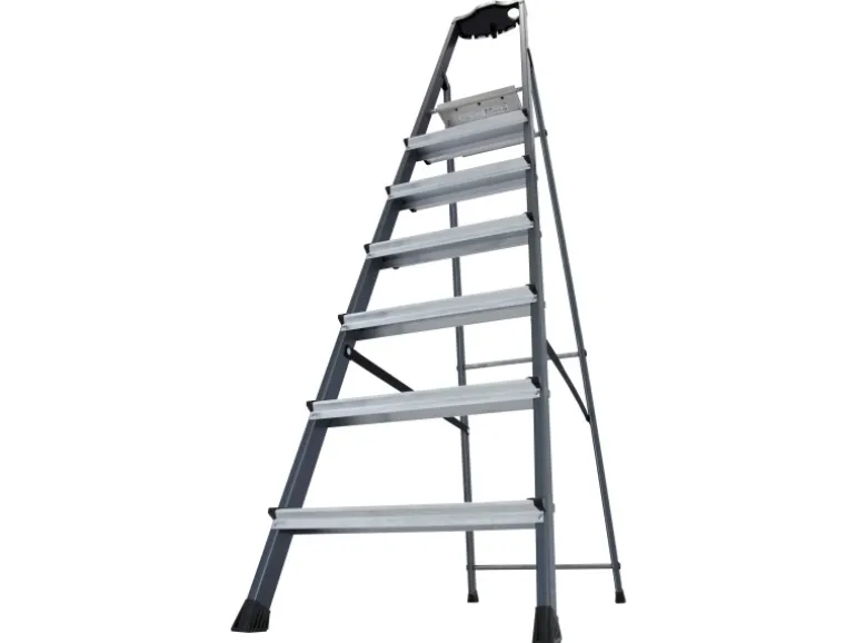 Krause Stehleiter Securo 7 Stufen Eloxiert 210 cm x 53 cm x 128 cm