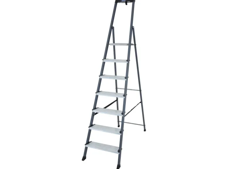 Krause Stehleiter Securo 7 Stufen Eloxiert 210 cm x 53 cm x 128 cm