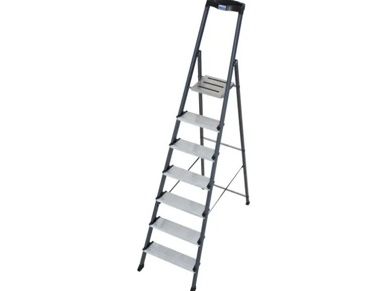 Krause Stehleiter Securo 7 Stufen Eloxiert 210 cm x 53 cm x 128 cm