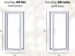 Kunststoff-Fenster 2-Fach Verglasung Weiß BxH 110 cm x 65 cm Anschlag Links