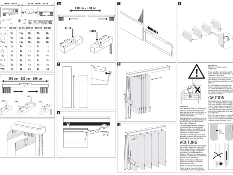 Lamellenvorhang-Set 127 mm Weiß gestreift 300 cm x 260 cm