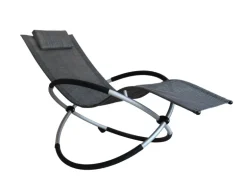 Leco Schaukelstuhl klappbar Schwarz/Beige/Silber