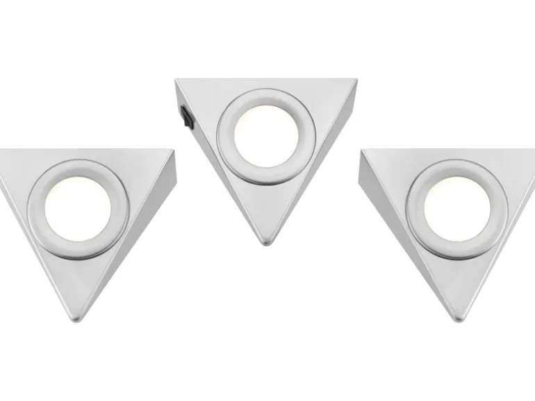 LED-Unterbauleuchte Dreieck 3er-Set Silber 3 W EEK: G