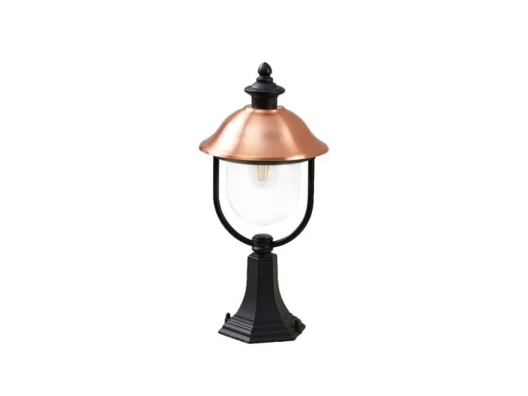 Lindby Außenleuchte Laterne Clint 9630100 Spritzwassergeschützt Retro Vintage Antik in Kupfer aus Aluminium 1-flammig E27