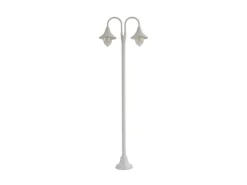 Lindby Mastleuchte Außen Laterne Madea 10034012 Spritzwassergeschützt Modern in Weiß aus Aluminium 2-flammig E27