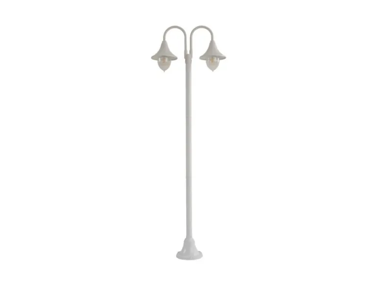 Lindby Mastleuchte Außen Laterne Madea 10034012 Spritzwassergeschützt Modern in Weiß aus Aluminium 2-flammig E27