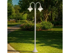 Lindby Mastleuchte Außen Laterne Madea 10034012 Spritzwassergeschützt Modern in Weiß aus Aluminium 2-flammig E27