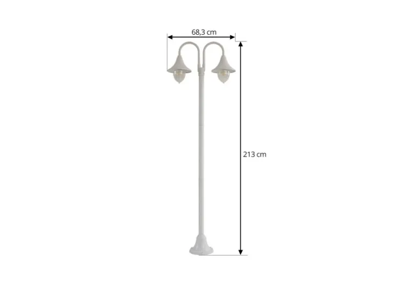Lindby Mastleuchte Außen Laterne Madea 10034012 Spritzwassergeschützt Modern in Weiß aus Aluminium 2-flammig E27