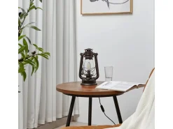Lindby Tischlampe Laterne Raisa 9624812 Retro Vintage Antik in Braun aus Metall 1-flammig E14 Wohnzimmerleuchte