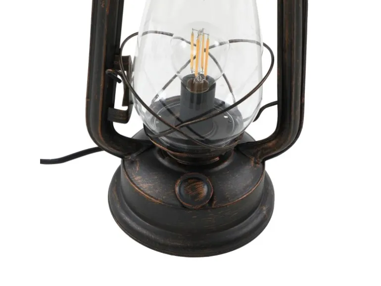 Lindby Tischlampe Laterne Raisa 9624812 Retro Vintage Antik in Braun aus Metall 1-flammig E14 Wohnzimmerleuchte