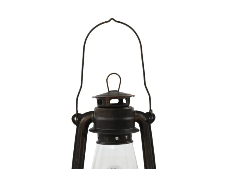 Lindby Tischlampe Laterne Raisa 9624812 Retro Vintage Antik in Braun aus Metall 1-flammig E14 Wohnzimmerleuchte