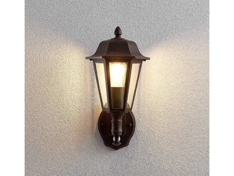 Lindby Wandleuchte Außen Laterne Noor 9630091 mit Bewegungsmelder Spritzwassergeschützt in Schwarz aus Aluminium 1-flammig E27