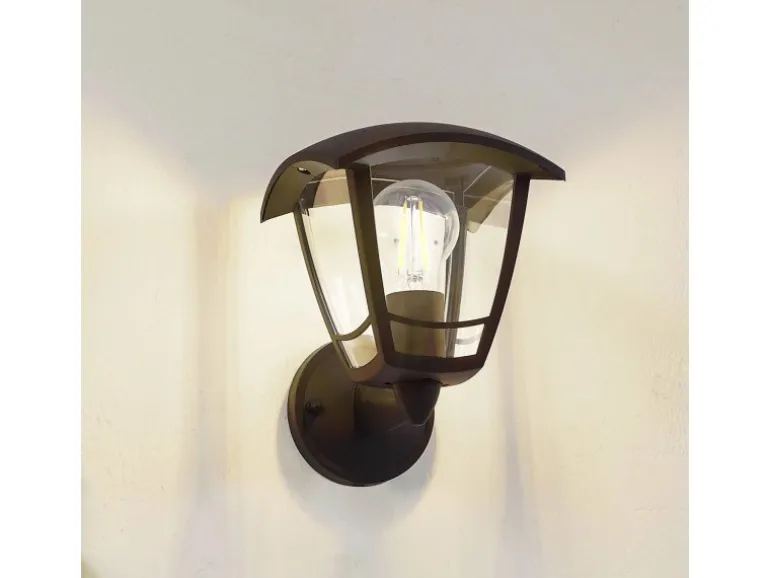 Lindby Wandleuchte Außen Laterne Isidoro 10025889 Spritzwassergeschützt Modern in Schwarz 1-flammig E27