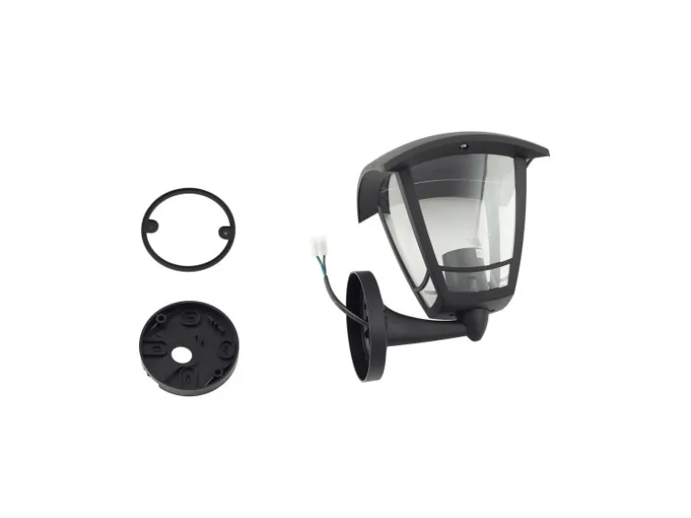 Lindby Wandleuchte Außen Laterne Isidoro 10025889 Spritzwassergeschützt Modern in Schwarz 1-flammig E27