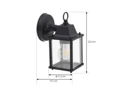 Lindby Wandleuchte Außen Laterne Rurik 10025848 Spritzwassergeschützt Landhaus Vintage Rustikal in Schwarz aus Aluminium 1-flammig E27