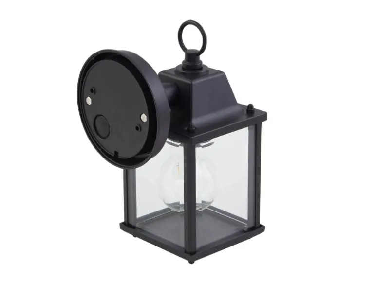 Lindby Wandleuchte Außen Laterne Rurik 10025848 Spritzwassergeschützt Landhaus Vintage Rustikal in Schwarz aus Aluminium 1-flammig E27