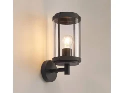 Lindby Wandleuchte Außen Laterne Ojali 9926007 Spritzwassergeschützt Modern in Schwarz aus Aluminium 1-flammig E27