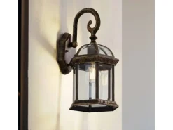Lindby Wandleuchte Außen Laterne Adelisa 10025849 Spritzwassergeschützt Landhaus Vintage Rustikal in Bronze aus Aluminium 1-flammig E27