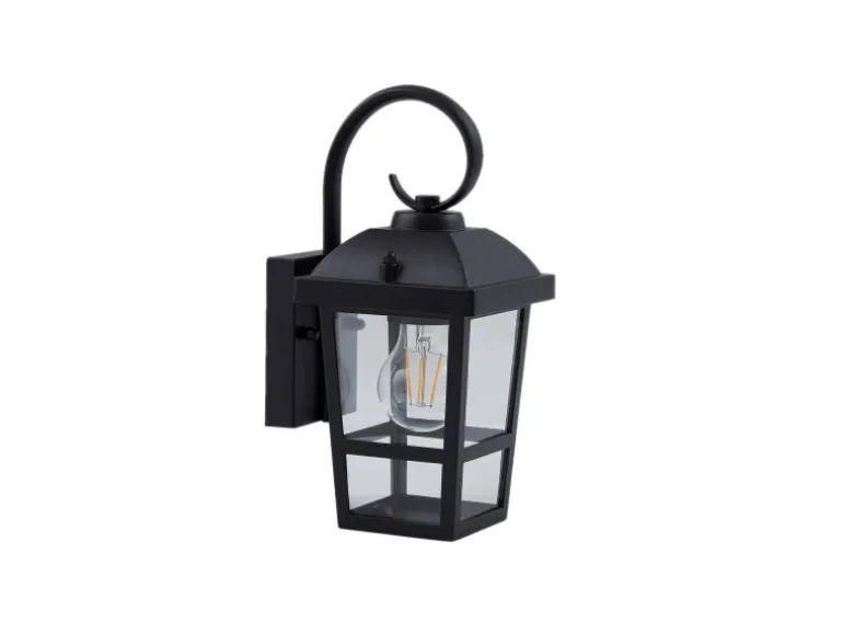 Lindby Wandleuchte Außen Laterne Eloane 10025926 Spritzwassergeschützt Modern in Schwarz aus Edelstahl 1-flammig E27