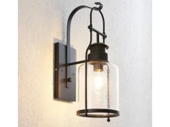 Lindby Wandleuchte Wandlampe Innen Laterne Rozalie 9624813 Retro Vintage Antik in Schwarz aus Metall 1-flammig E27 Flurleuchte