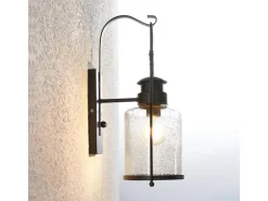 Lindby Wandleuchte Wandlampe Innen Laterne Rozalie 9624813 Retro Vintage Antik in Schwarz aus Metall 1-flammig E27 Flurleuchte