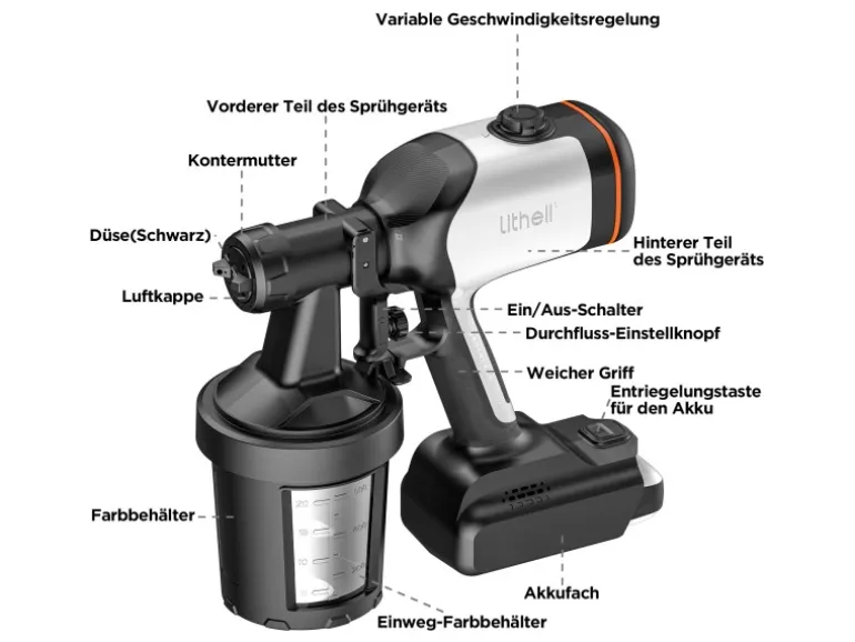 Litheli U20 Akku-Farbsprühgerät 20V ECT010091 inkl. Akku 4.0Ah
