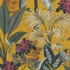 Livingwalls Tapete Bewaldete Landschaft Gelb Grau Grün und Rosa 53 cm x 10,05 m AS-387381