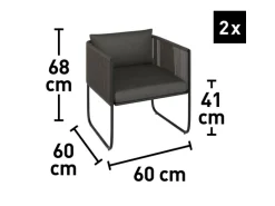 Lounge-Set Fullerton 3-teilig Wicker Stahl Anthrazit-Grau