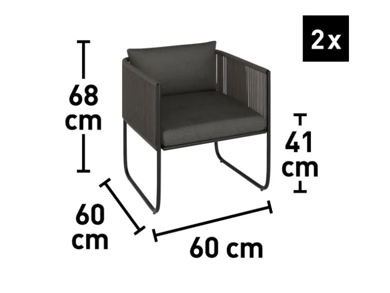 Lounge-Set Fullerton 3-teilig Wicker Stahl Anthrazit-Grau