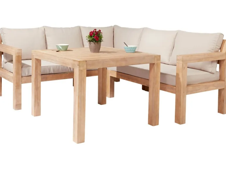 Lounge-Set mit Esstisch Morenci 4-teilig aus Akazienholz FSC®