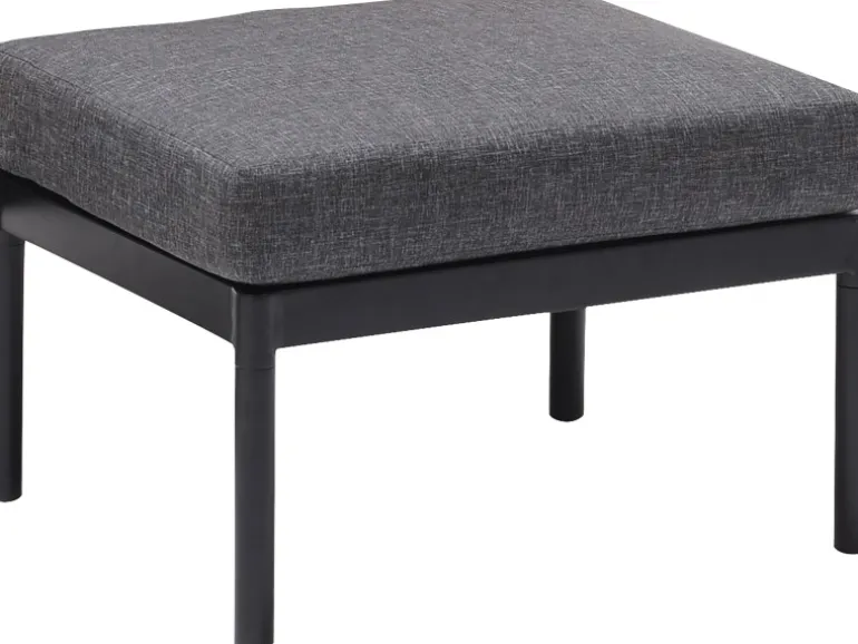 Lounge-Set Skipton 2-teilig mit Hocker Teakholz Schwarz-Anthrazit