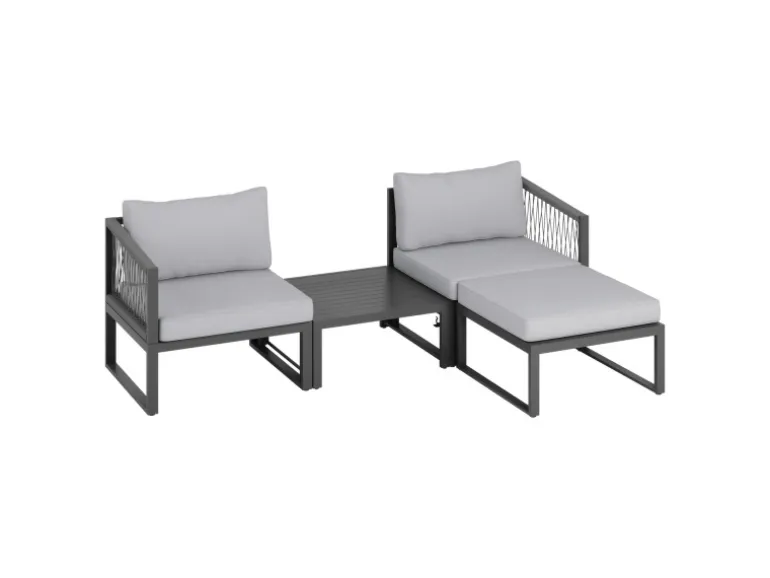 Lounge-Set Willa 4-teilig aus Aluminium Anthrazit