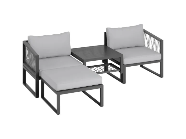 Lounge-Set Willa 4-teilig aus Aluminium Anthrazit