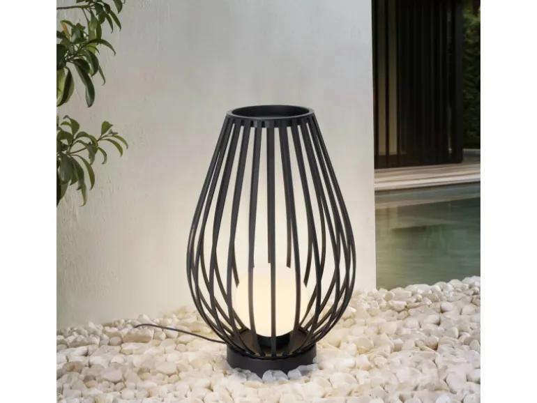 Lucande Laterne Marrin 10025952 Spritzwassergeschützt Modern in Schwarz aus Metall 1-flammig E27