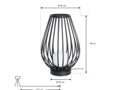 Lucande Laterne Marrin 10025952 Spritzwassergeschützt Modern in Schwarz aus Metall 1-flammig E27