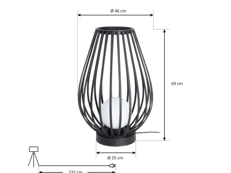 Lucande Laterne Marrin 10025952 Spritzwassergeschützt Modern in Schwarz aus Metall 1-flammig E27