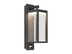 Lucande LED Wandleuchte Außen Laterne Ferdinand 9619150 mit Bewegungsmelder Spritzwassergeschützt Modern in Alu aus Aluminium 1-flammig