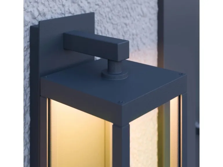 Lucande LED Wandleuchte Außen Laterne Ferdinand 9619150 mit Bewegungsmelder Spritzwassergeschützt Modern in Alu aus Aluminium 1-flammig