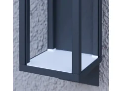 Lucande LED Wandleuchte Außen Laterne Ferdinand 9619150 mit Bewegungsmelder Spritzwassergeschützt Modern in Alu aus Aluminium 1-flammig